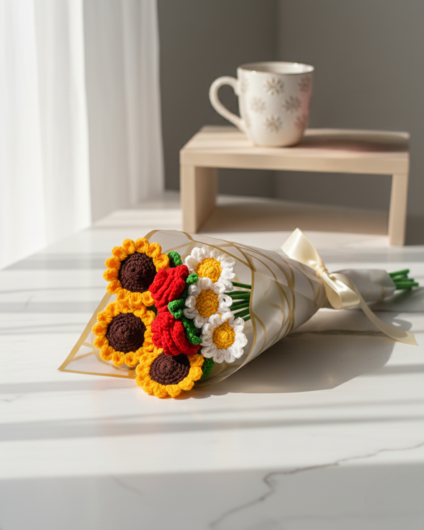 Jumbo Sunflower Rose Daisy Bouquet + Personalized Note + Free Gift