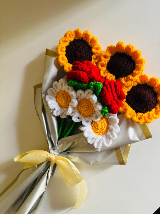 Jumbo Sunflower Rose Daisy Bouquet + Personalized Note + Free Gift